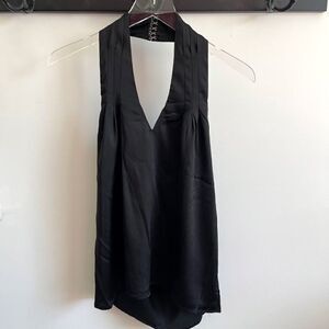 Superdown Revolve Black Halter Satin Blouse Tank Top Medium